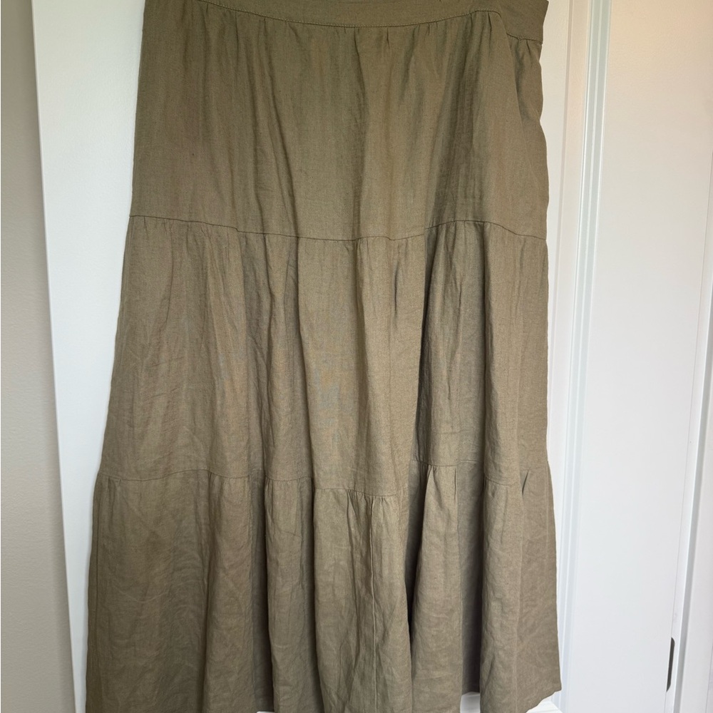 Matty M green Tiered A-Line Maxi Skirt